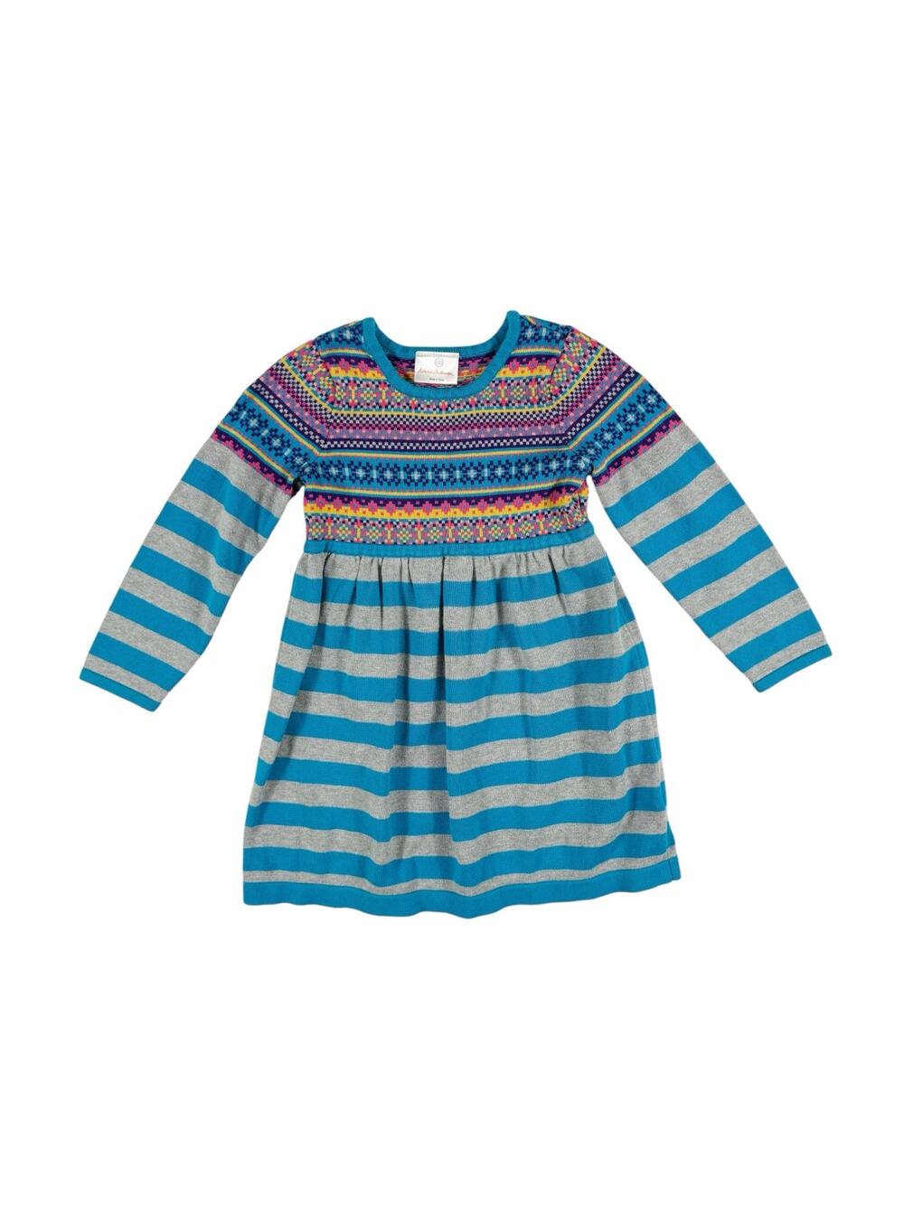 Hanna Andersson Fair Isle Stripe Knit Dress Girls Size 5 (110)